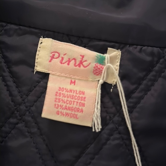 Pink Pineapple Navy and White Stripe Sweater Jacket NWT size Medium - Picture 3 of 7